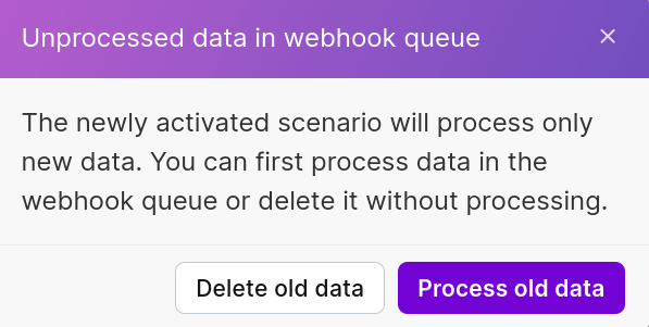 Webhook-Queue "Process old data"
