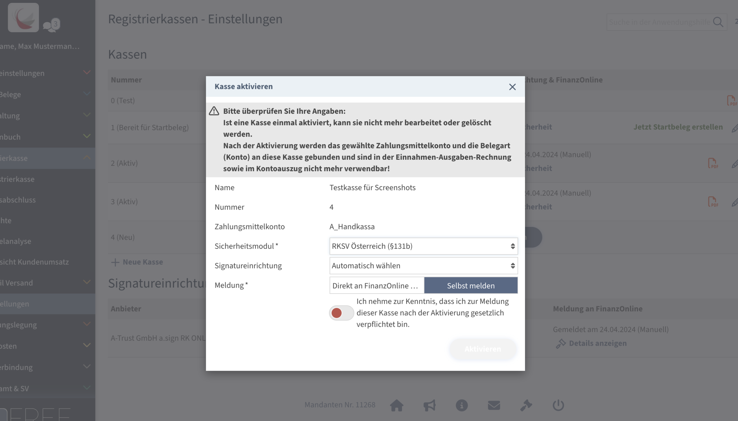 FreeFinance Kassa aktivieren