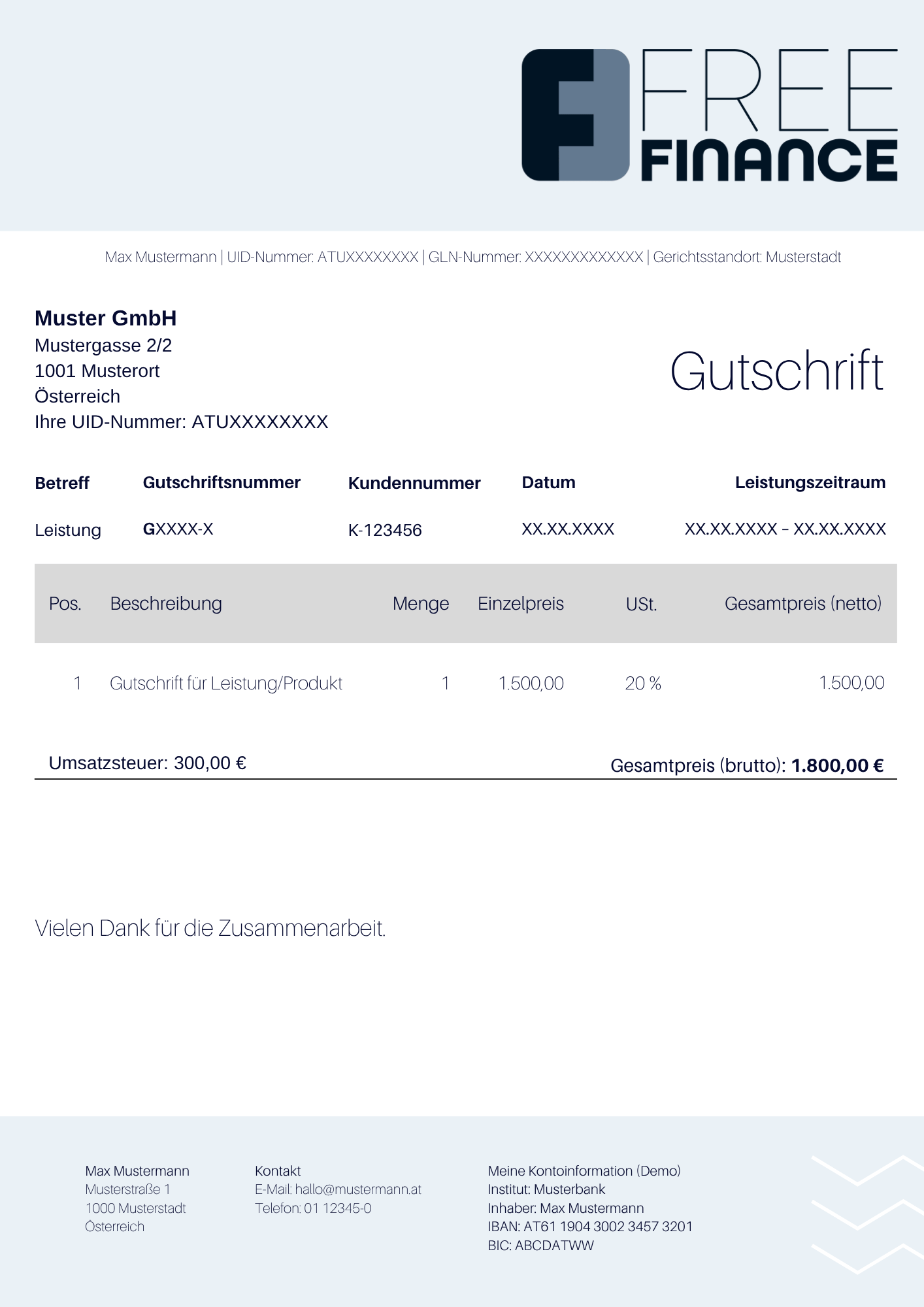 Gutschriftsvorlage Download