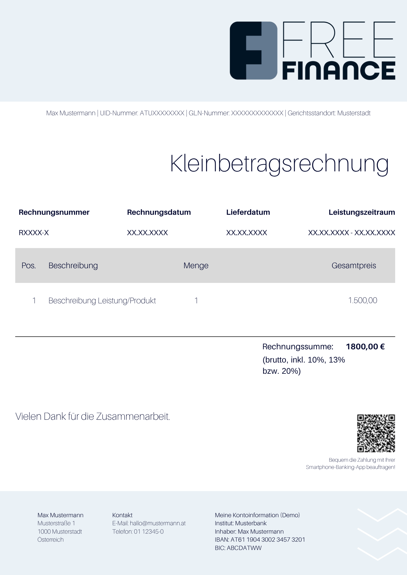 Vorlage für Kleinbetragsrechnung downloaden